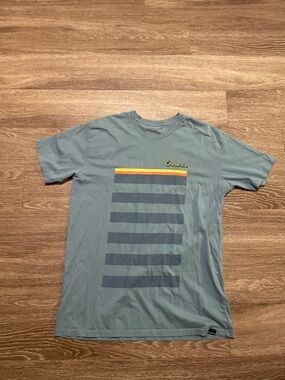 Men's Light Blue Grey Cadence Striped Short-Sleeve Graphic Tee